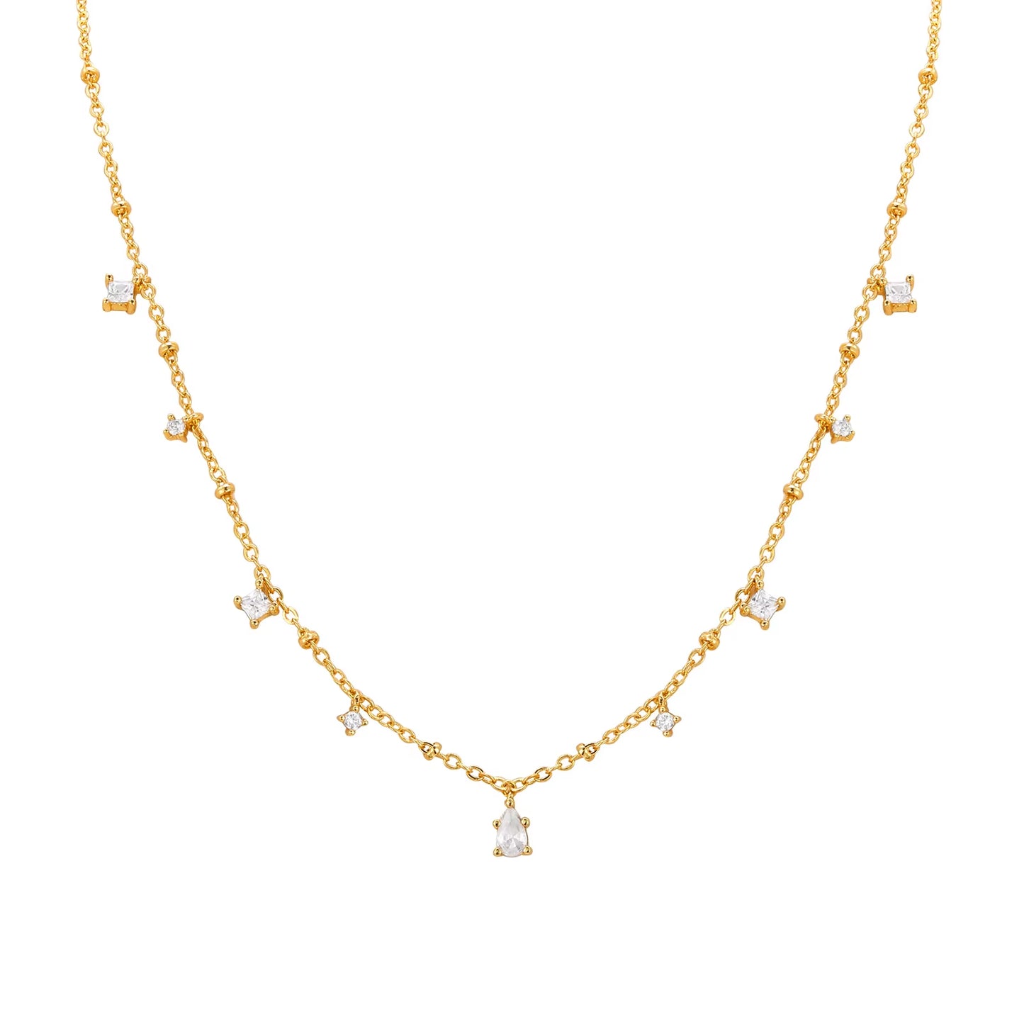 Sparking Clear Stones Charms Necklaces for Women,Gold Plated CZ Stones Pendant Necklaces,Trendy Jewelry Gifts for Girls