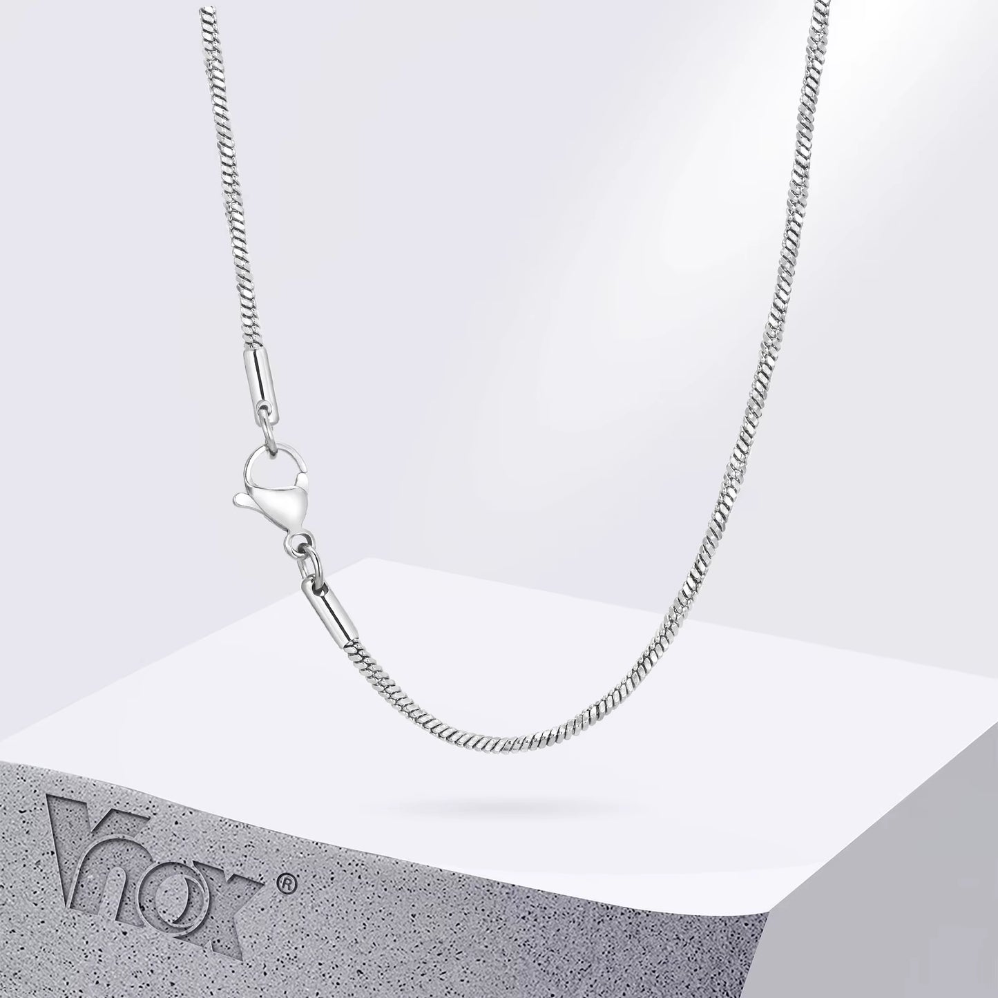 2Mm Unisex Square Snake Chain Necklace, Women Men Twisted Stainless Steel Snake Link Chain Collar, Simple Minimalist Choker