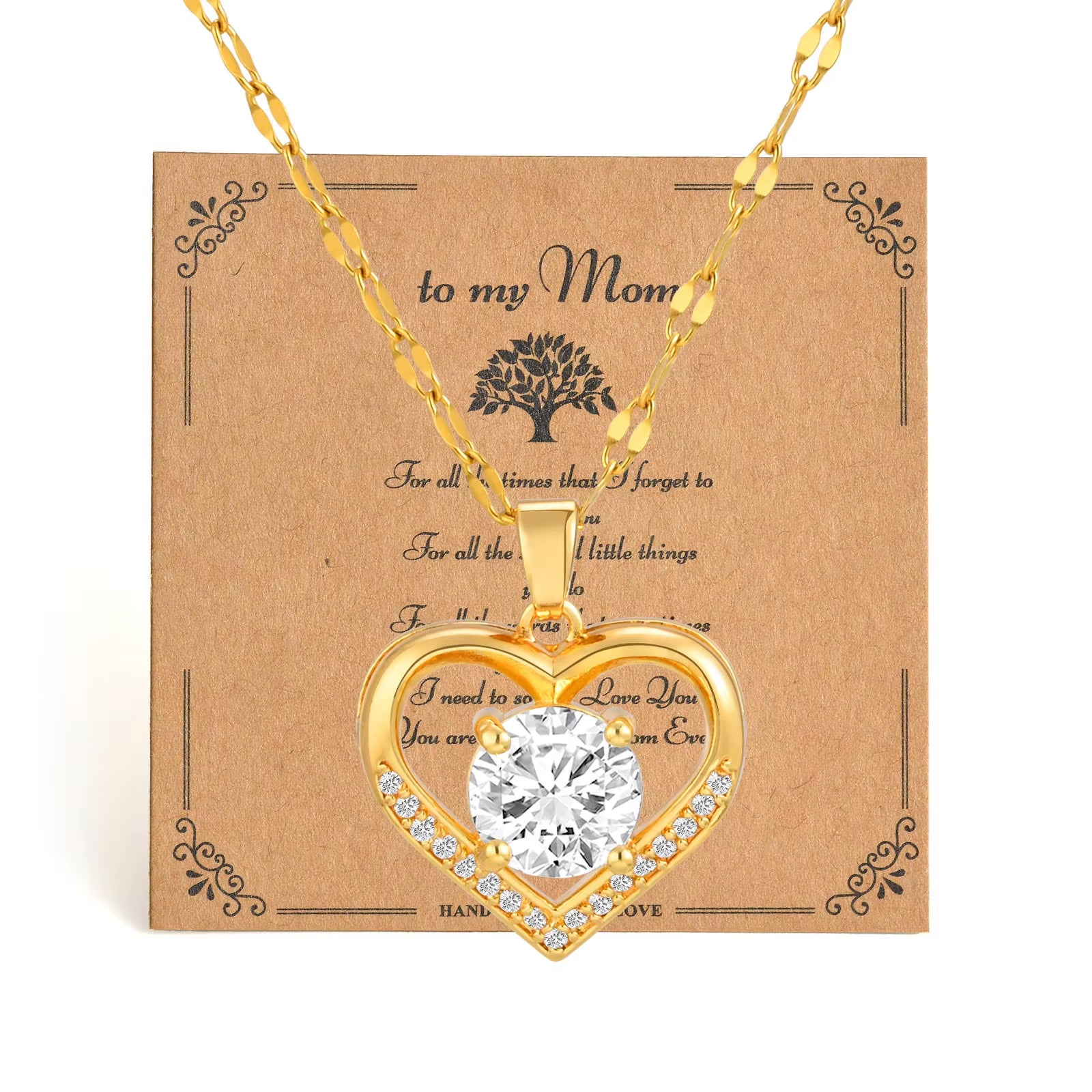 Dainty Heart Pendent Necklaces,Stainless Steel Chain Large Cubic Zirconia Inlay Choker,Luxury Jewelry Mother'S Day Gift