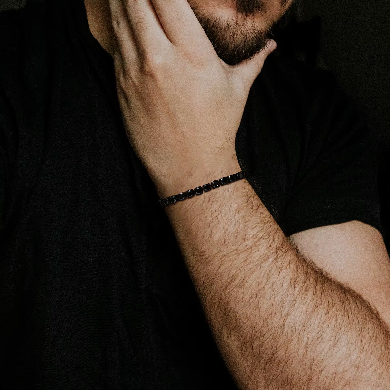 Dropshipping 5Mm Tennis Chain Bracelets for Men Women, Black Stainless Steel Chain Bracelet