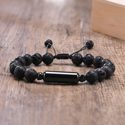 Dropshipping Cremation Urn Bracelets for Men, Adjustable Tiger Eye Beads Chain Wristband, Pet Family Papa Ashes Holder