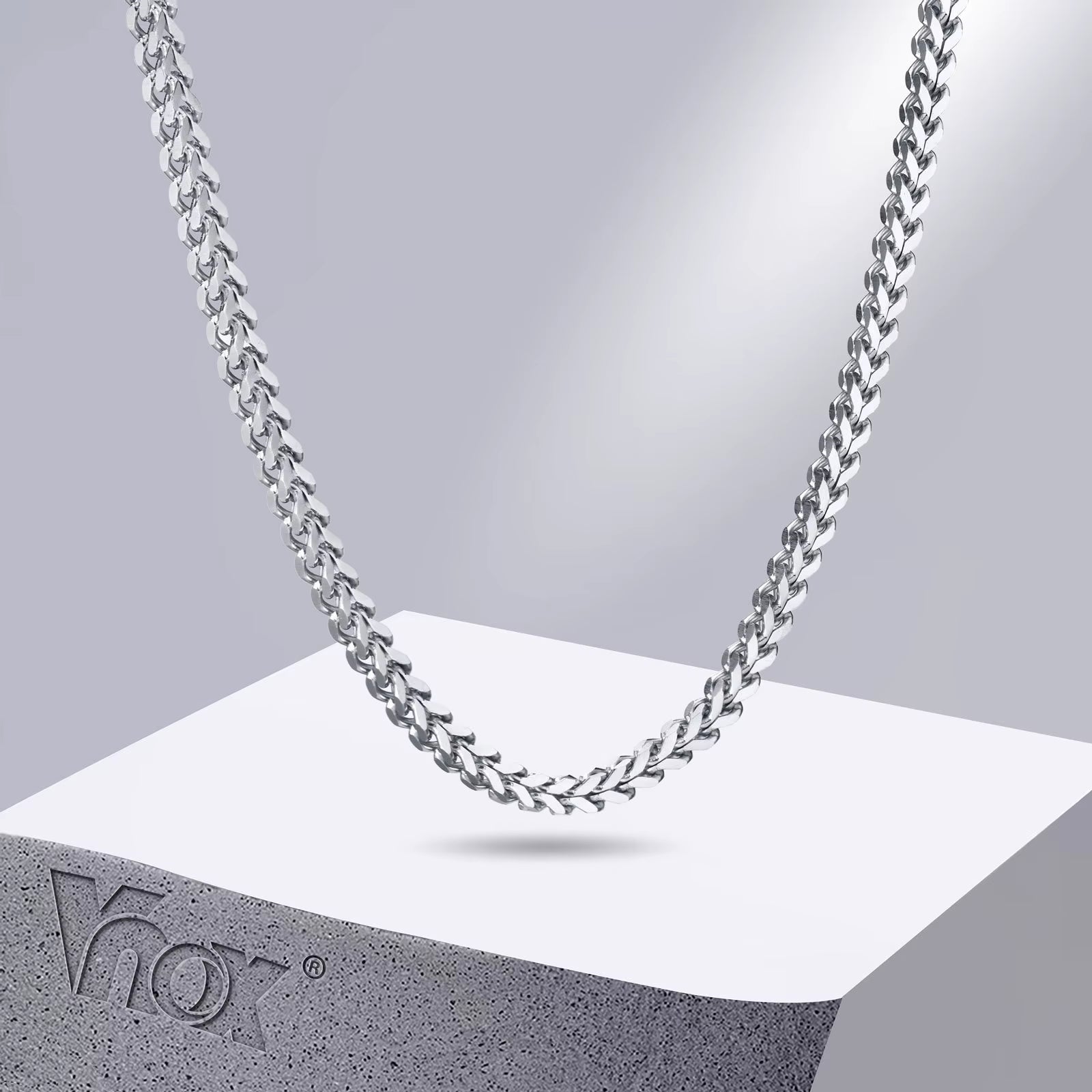 3Mm Franco Chain Necklaces for Men, Never Fade Stainless Steel Foxtail Chain, Cubic Double Layered Cuban Geometric Chain
