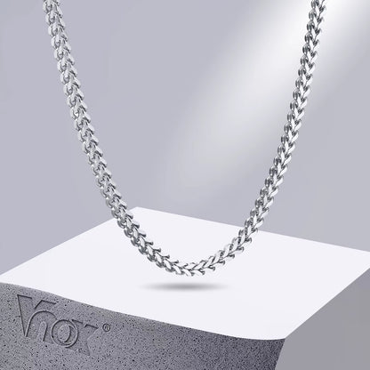 3Mm Franco Chain Necklaces for Men, Never Fade Stainless Steel Foxtail Chain, Cubic Double Layered Cuban Geometric Chain