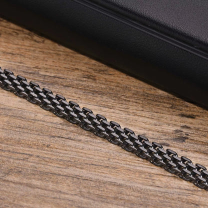 Lightweight 6Mm Unisex Chain Bracelets, Black Gold Color Mesh Links Chain Wristband for Women Men, Dainty Simple Jewelry