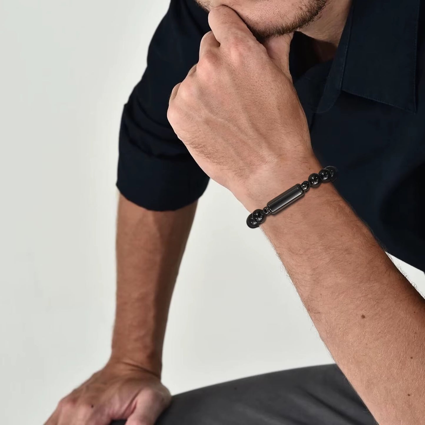 Dropshipping Cremation Urn Bracelets for Men, Adjustable Tiger Eye Beads Chain Wristband, Pet Family Papa Ashes Holder