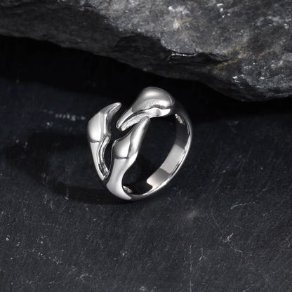 Rock Punk Claw Ring for Men Boys,Waterproof Stainless Steel Dinosaur Claw Ring,Causal Jewelry Halloween Gift
