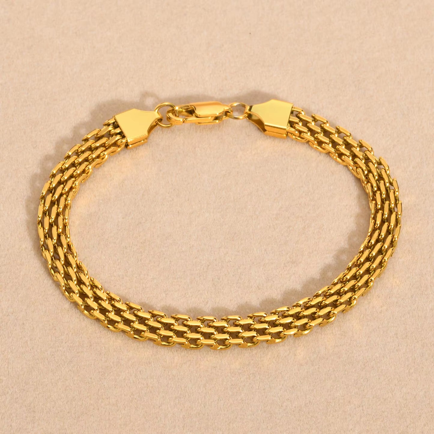 Lightweight 6Mm Unisex Chain Bracelets, Black Gold Color Mesh Links Chain Wristband for Women Men, Dainty Simple Jewelry