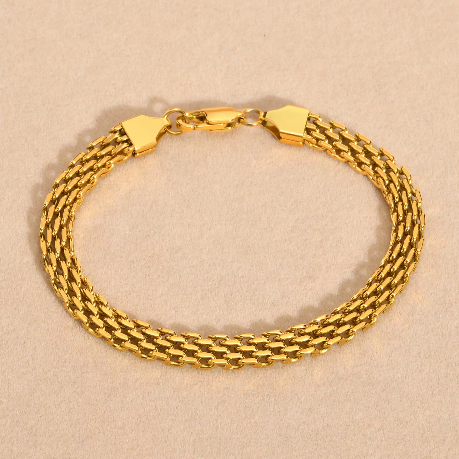 Lightweight 6Mm Unisex Chain Bracelets, Black Gold Color Mesh Links Chain Wristband for Women Men, Dainty Simple Jewelry