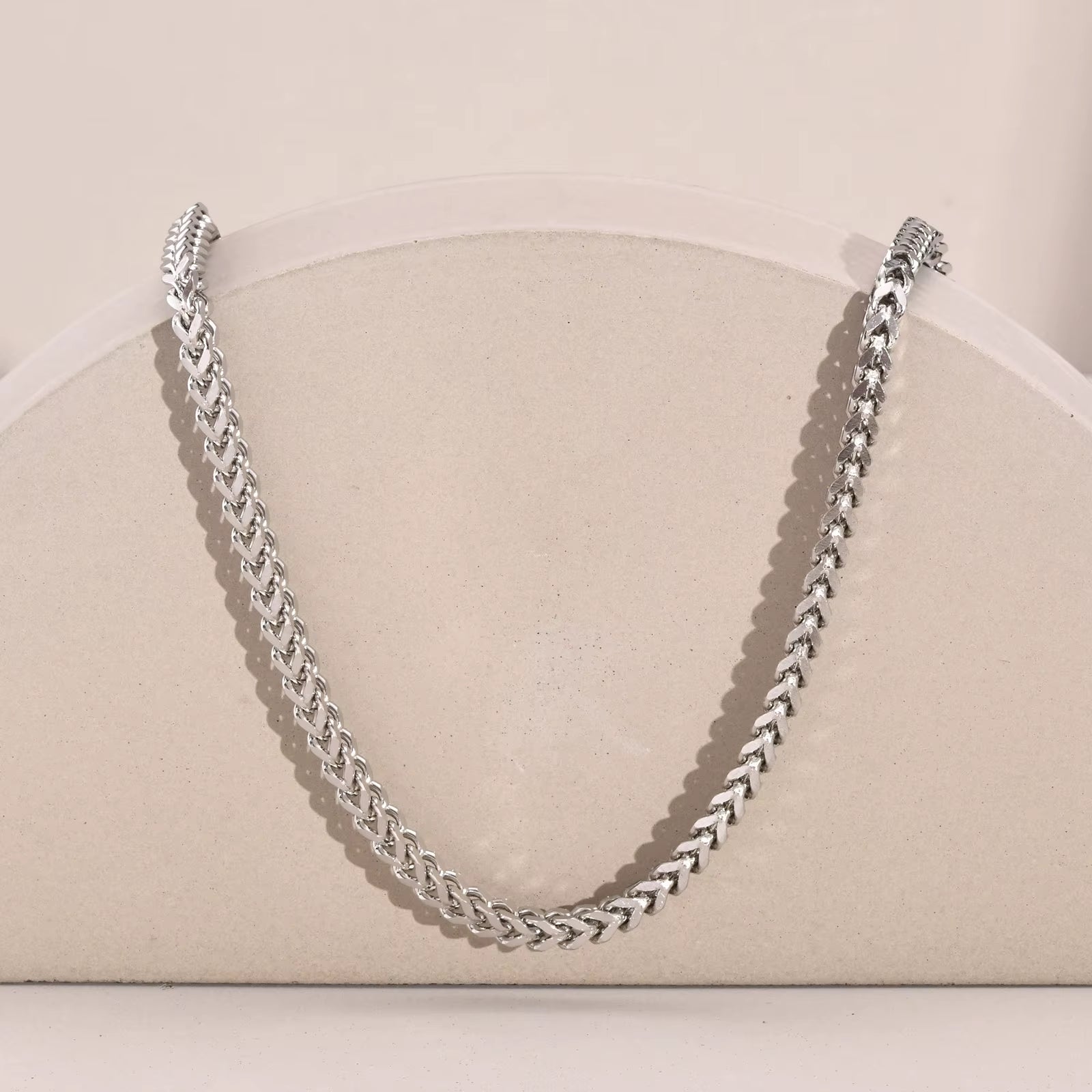 3Mm Franco Chain Necklaces for Men, Never Fade Stainless Steel Foxtail Chain, Cubic Double Layered Cuban Geometric Chain