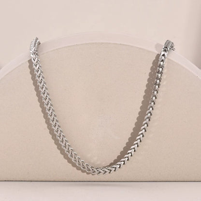 3Mm Franco Chain Necklaces for Men, Never Fade Stainless Steel Foxtail Chain, Cubic Double Layered Cuban Geometric Chain