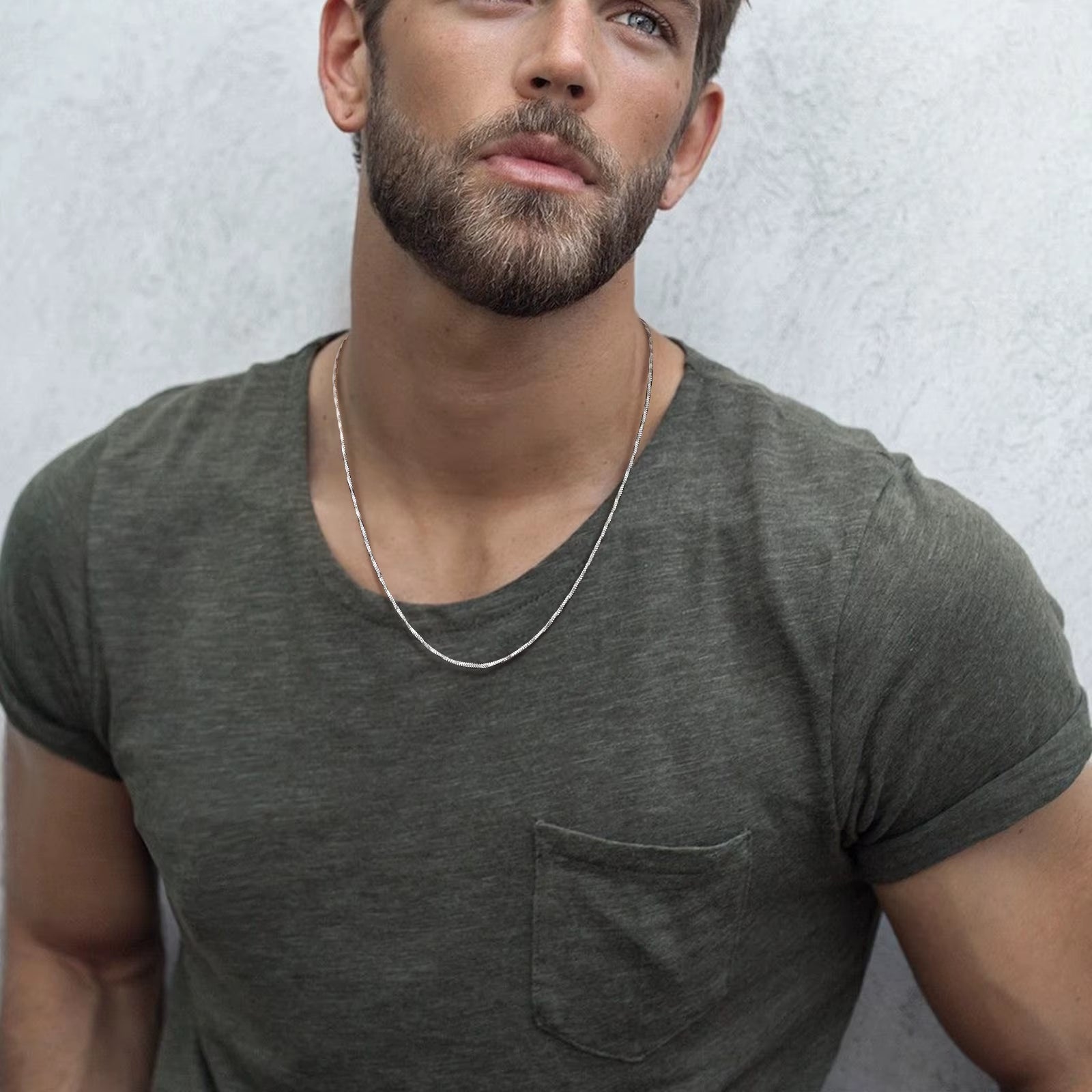 2Mm Unisex Square Snake Chain Necklace, Women Men Twisted Stainless Steel Snake Link Chain Collar, Simple Minimalist Choker