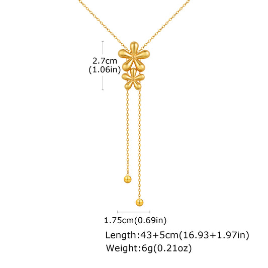 Double Flower Plant Pendant Women Necklace Golden Stainless Steel Chain Neck Exquisite Jewelry Gifts for Girlfriend Mother
