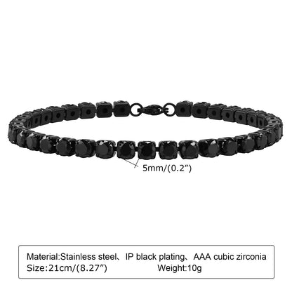 Dropshipping 5Mm Tennis Chain Bracelets for Men Women, Black Stainless Steel Chain Bracelet