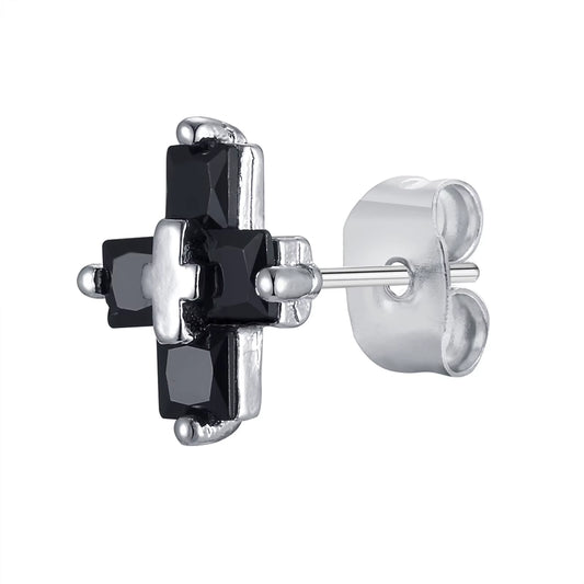 Personality Zircon Cross Earrings for Men Women, Double Cross Stud Earrings, Unisex Faith Creative Fashion Jewelry