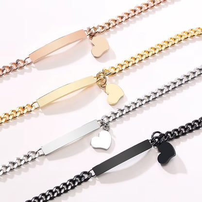 Free Engraving Custom Bracelets for Women Girl 585 Rose Gold Stainless Steel Elegant Female Jewels Personalize Gift for Her