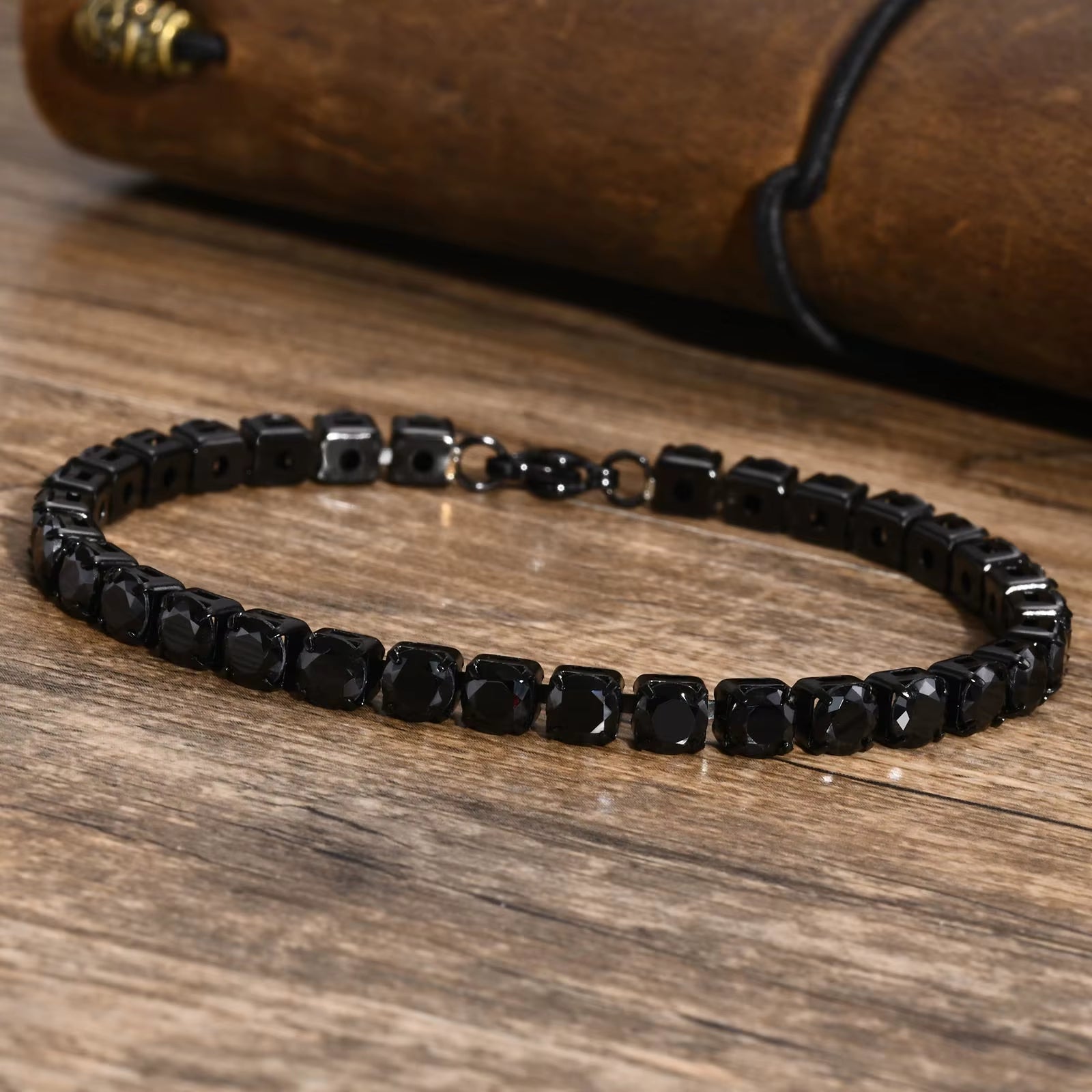 Dropshipping 5Mm Tennis Chain Bracelets for Men Women, Black Stainless Steel Chain Bracelet