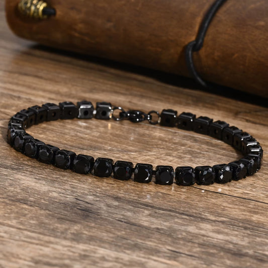 Dropshipping 5Mm Tennis Chain Bracelets for Men Women, Black Stainless Steel Chain Bracelet