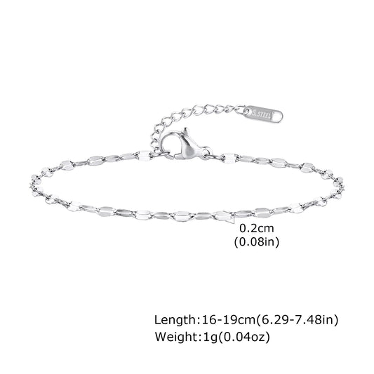 Waterproof Stainless Steel Beads Chain Bracelets, Figaro Paperclip Box Snake Chain Bracelets, Men Women Stacked Accessory