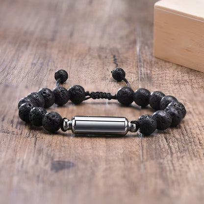 Dropshipping Cremation Urn Bracelets for Men, Adjustable Tiger Eye Beads Chain Wristband, Pet Family Papa Ashes Holder