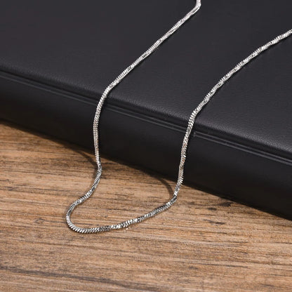 2Mm Unisex Square Snake Chain Necklace, Women Men Twisted Stainless Steel Snake Link Chain Collar, Simple Minimalist Choker