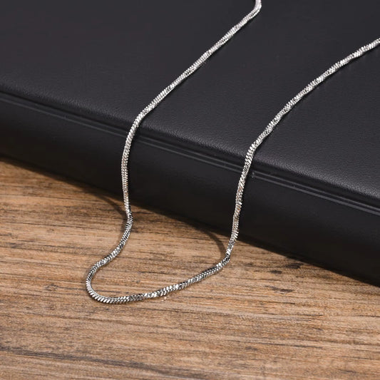 2Mm Unisex Square Snake Chain Necklace, Women Men Twisted Stainless Steel Snake Link Chain Collar, Simple Minimalist Choker