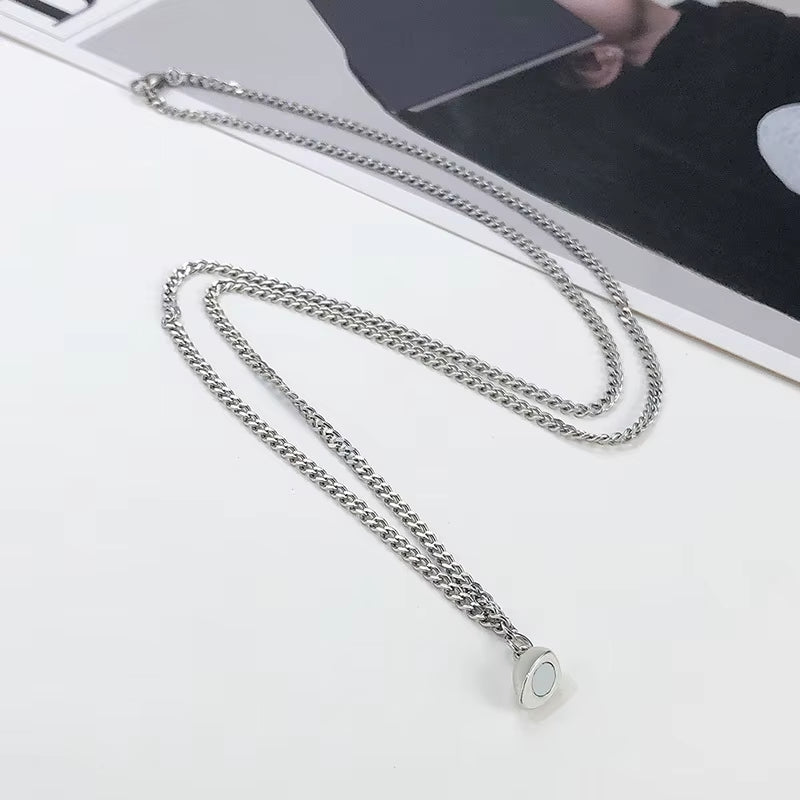 1Pair Mgneti Heart Necklaces for Women Men,Never Fade Love Attractive Couple Necklace,60Cm Stainless Steel Cuban Link Chain