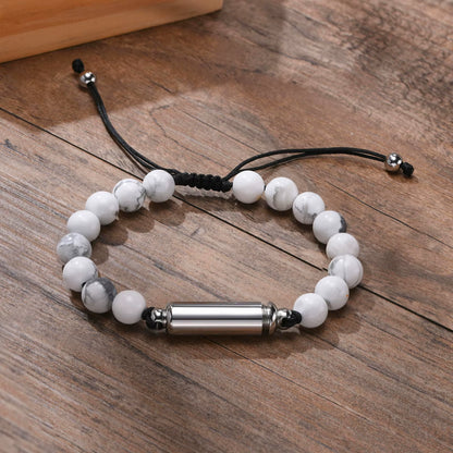 Dropshipping Cremation Urn Bracelets for Men, Adjustable Tiger Eye Beads Chain Wristband, Pet Family Papa Ashes Holder
