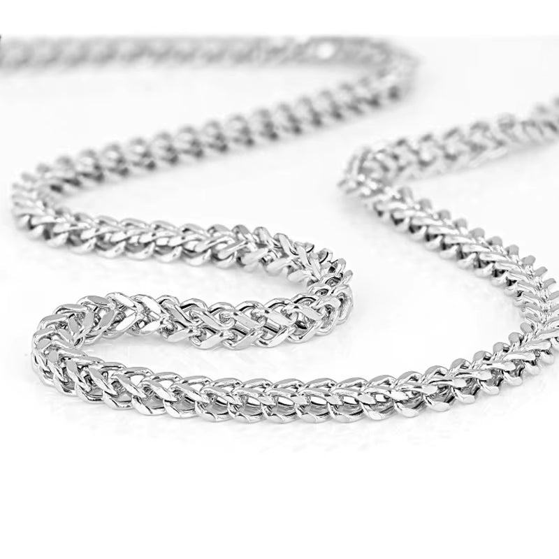 3Mm Franco Chain Necklaces for Men, Never Fade Stainless Steel Foxtail Chain, Cubic Double Layered Cuban Geometric Chain