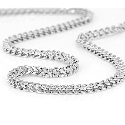 3Mm Franco Chain Necklaces for Men, Never Fade Stainless Steel Foxtail Chain, Cubic Double Layered Cuban Geometric Chain