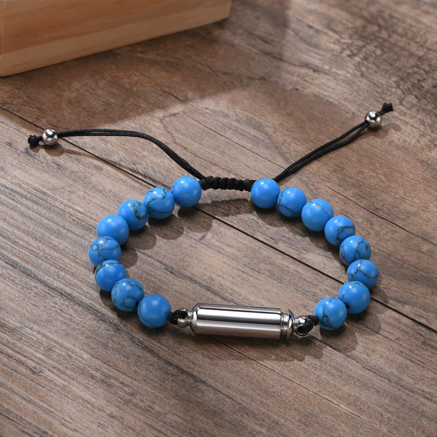 Dropshipping Cremation Urn Bracelets for Men, Adjustable Tiger Eye Beads Chain Wristband, Pet Family Papa Ashes Holder