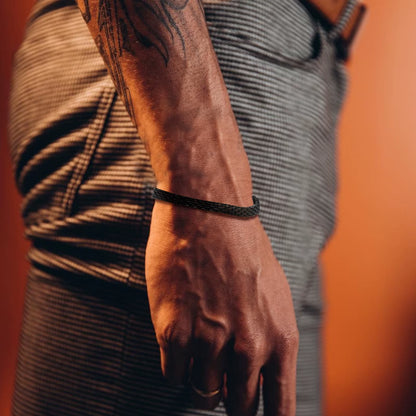 Lightweight 6Mm Unisex Chain Bracelets, Black Gold Color Mesh Links Chain Wristband for Women Men, Dainty Simple Jewelry